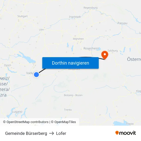 Gemeinde Bürserberg to Lofer map