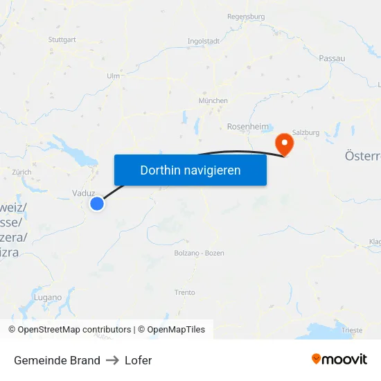 Gemeinde Brand to Lofer map