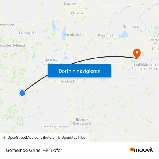Gemeinde Grins to Lofer map