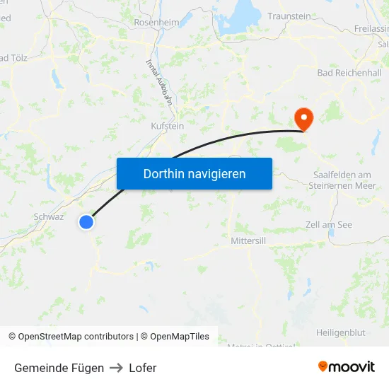 Gemeinde Fügen to Lofer map