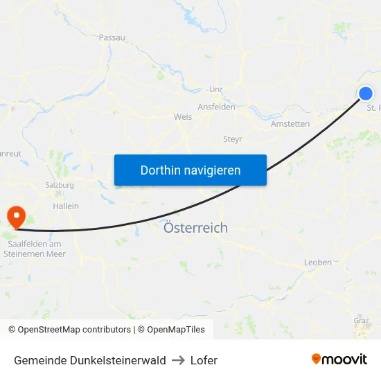 Gemeinde Dunkelsteinerwald to Lofer map