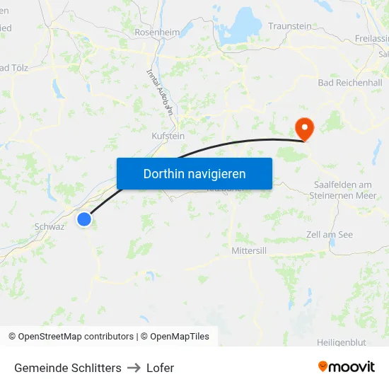 Gemeinde Schlitters to Lofer map