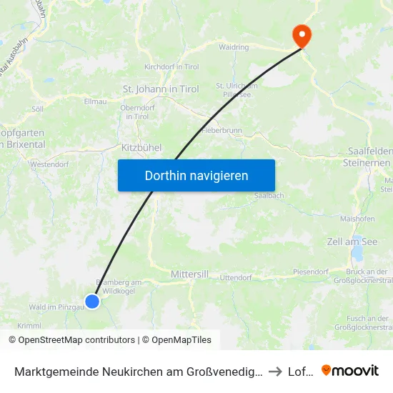 Marktgemeinde Neukirchen am Großvenediger to Lofer map