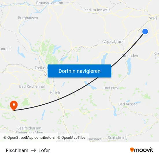 Fischlham to Lofer map