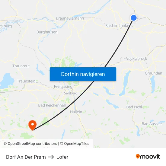 Dorf An Der Pram to Lofer map