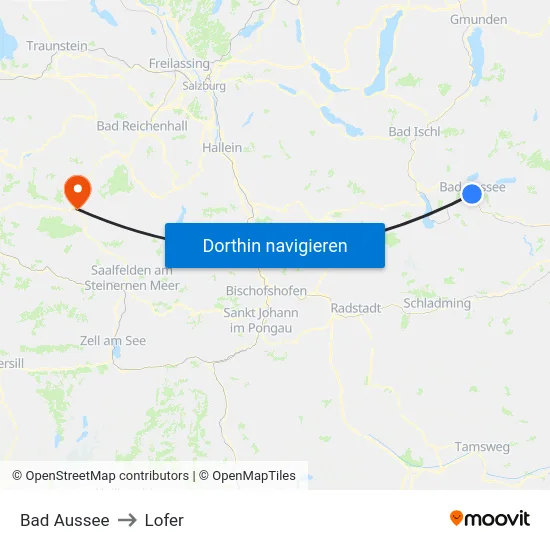 Bad Aussee to Lofer map