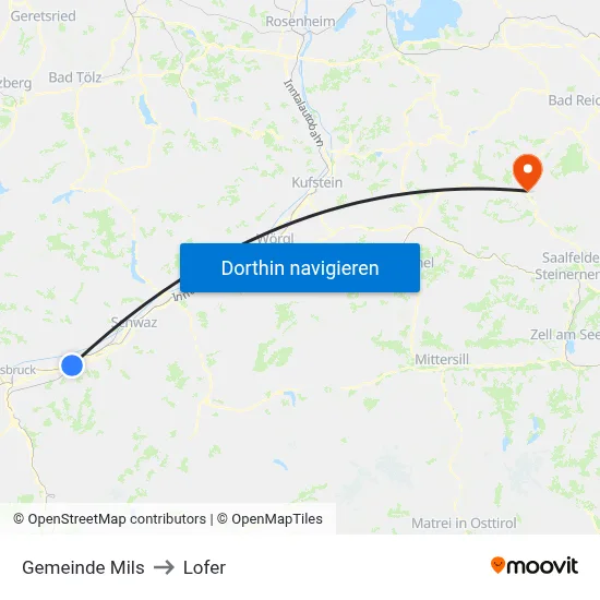 Gemeinde Mils to Lofer map
