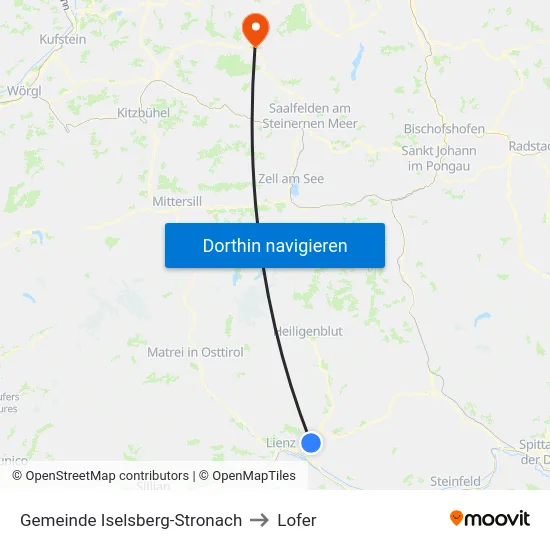 Gemeinde Iselsberg-Stronach to Lofer map