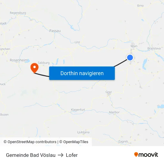 Gemeinde Bad Vöslau to Lofer map