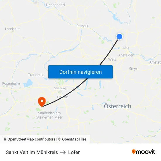 Sankt Veit Im Mühlkreis to Lofer map