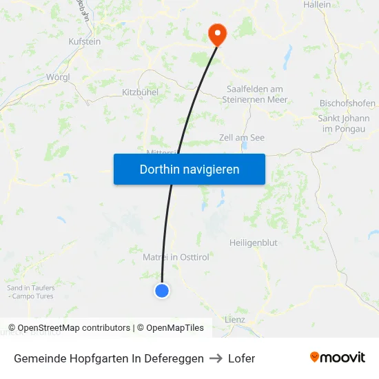 Gemeinde Hopfgarten In Defereggen to Lofer map