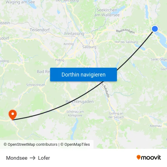 Mondsee to Lofer map