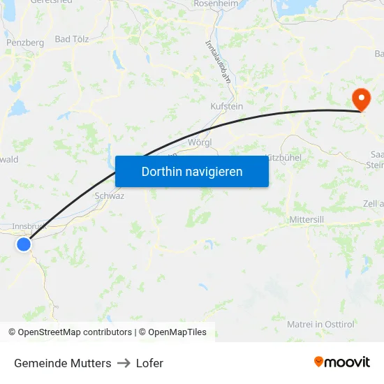 Gemeinde Mutters to Lofer map