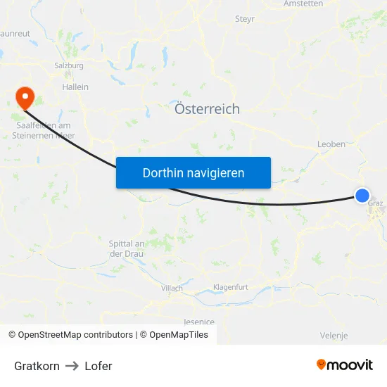Gratkorn to Lofer map