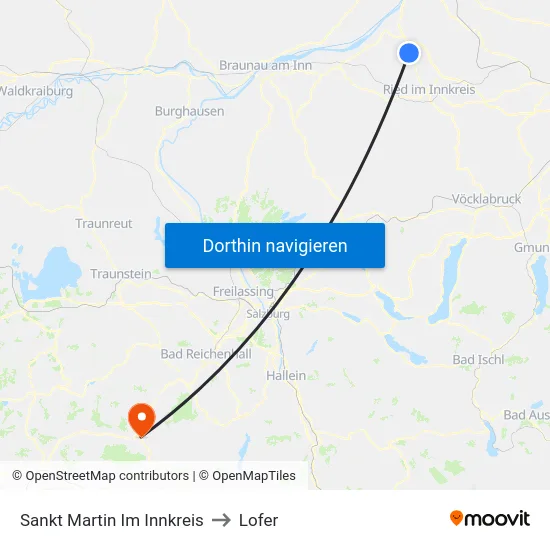 Sankt Martin Im Innkreis to Lofer map