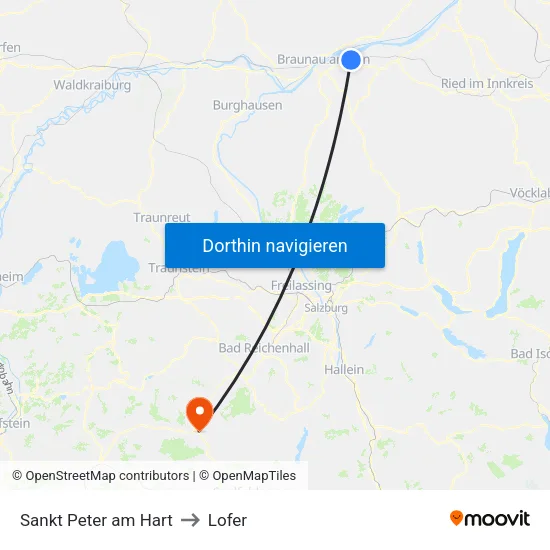 Sankt Peter am Hart to Lofer map