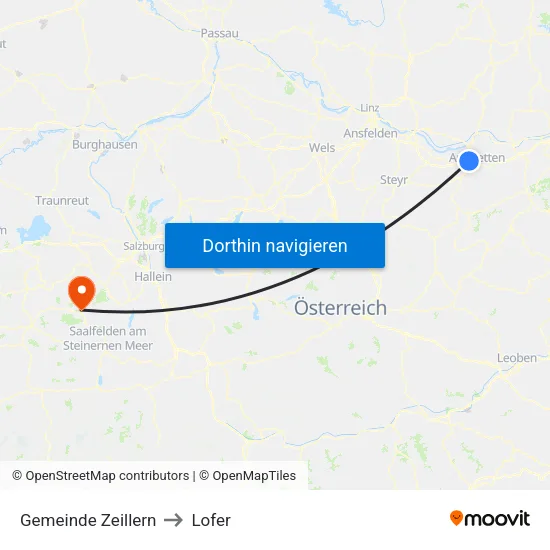 Gemeinde Zeillern to Lofer map