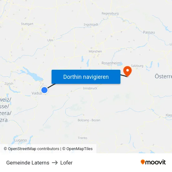 Gemeinde Laterns to Lofer map