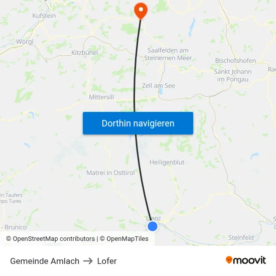 Gemeinde Amlach to Lofer map