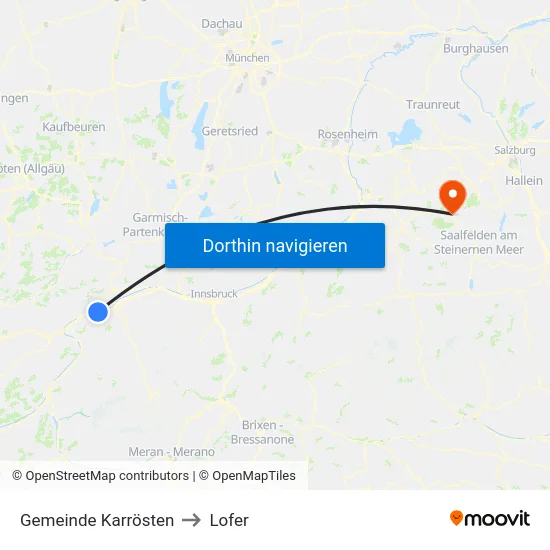 Gemeinde Karrösten to Lofer map