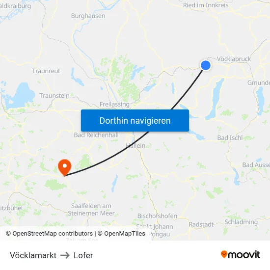 Vöcklamarkt to Lofer map
