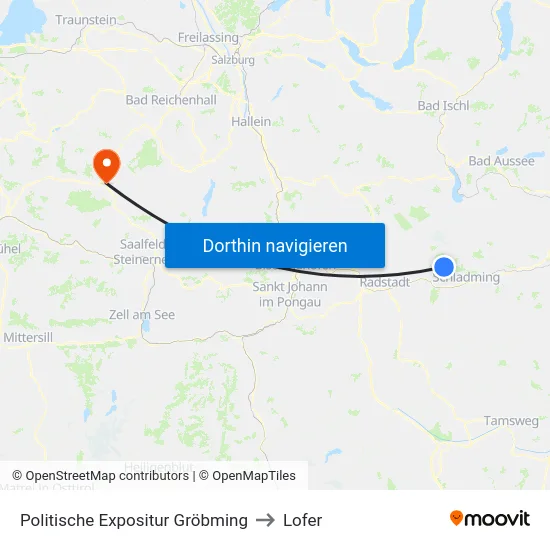 Politische Expositur Gröbming to Lofer map