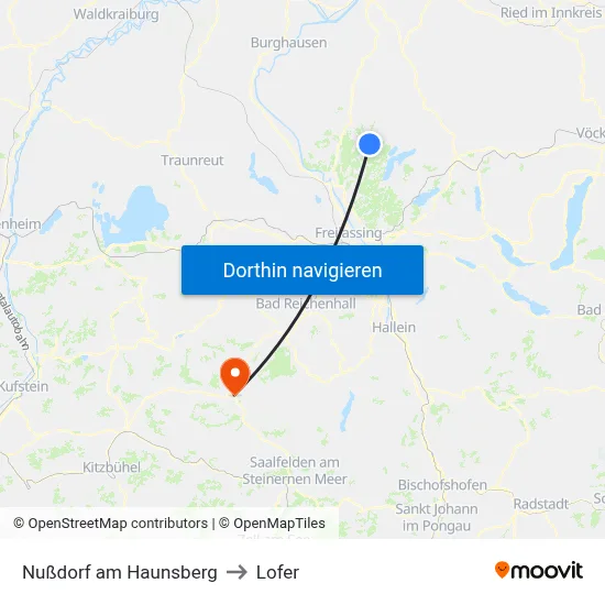 Nußdorf am Haunsberg to Lofer map