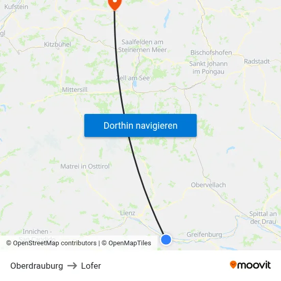 Oberdrauburg to Lofer map