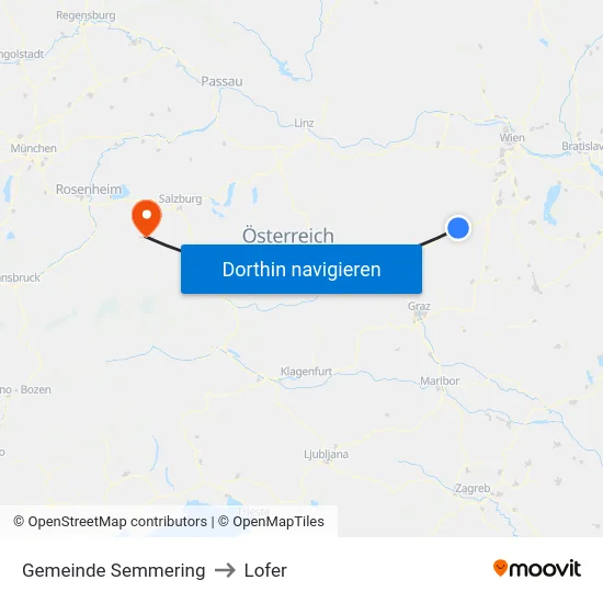 Gemeinde Semmering to Lofer map