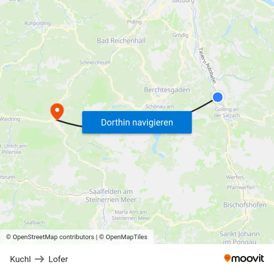 Kuchl to Lofer map