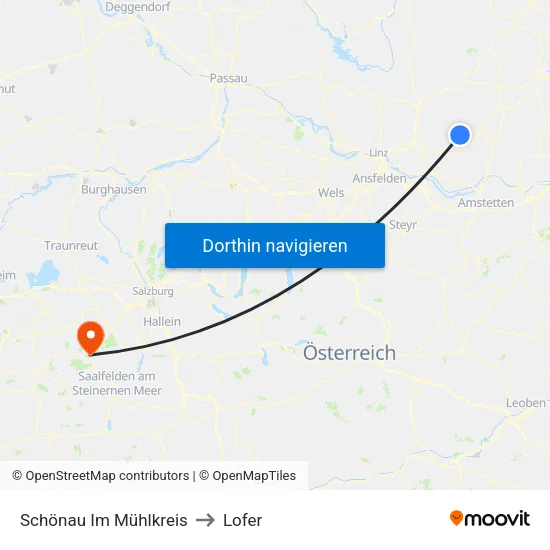 Schönau Im Mühlkreis to Lofer map