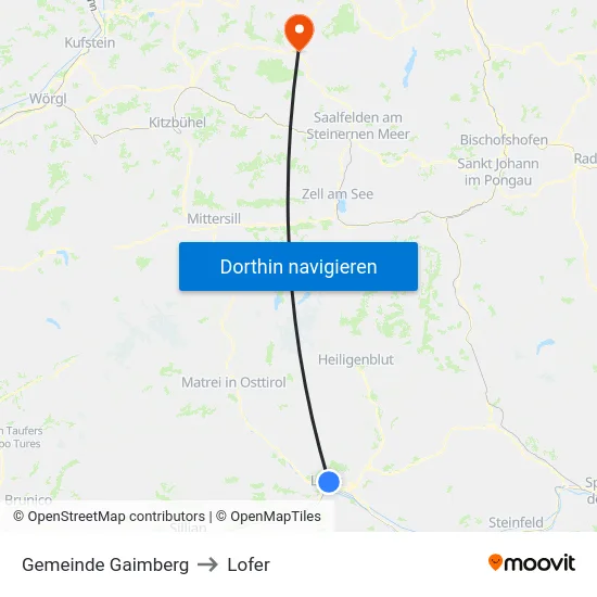 Gemeinde Gaimberg to Lofer map
