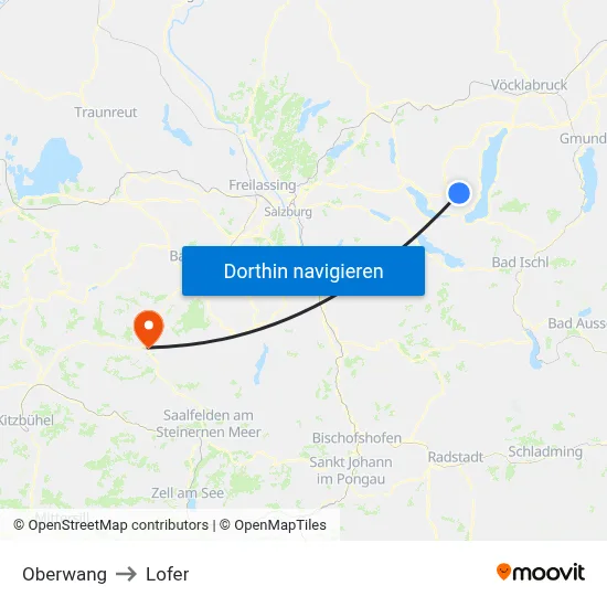 Oberwang to Lofer map