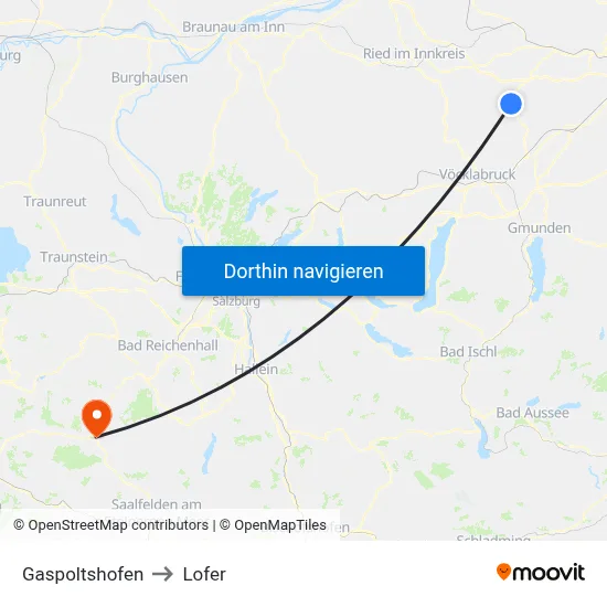 Gaspoltshofen to Lofer map