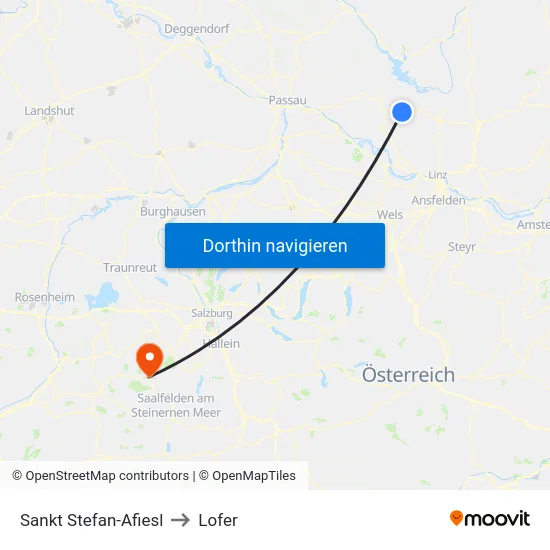Sankt Stefan-Afiesl to Lofer map