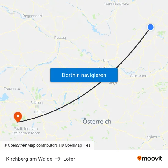 Kirchberg am Walde to Lofer map