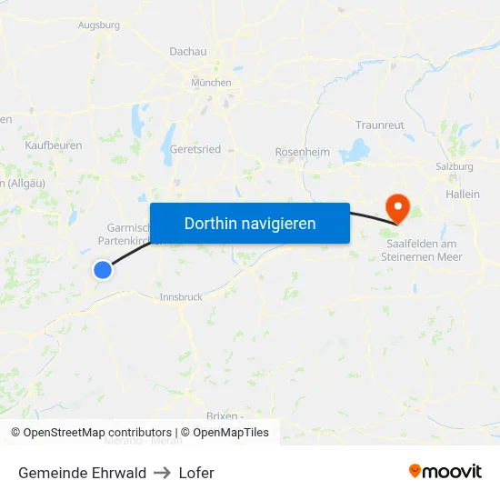 Gemeinde Ehrwald to Lofer map