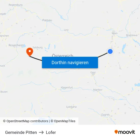 Gemeinde Pitten to Lofer map