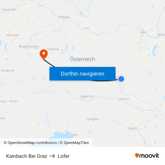 Kainbach Bei Graz to Lofer map