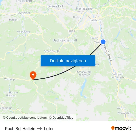 Puch Bei Hallein to Lofer map