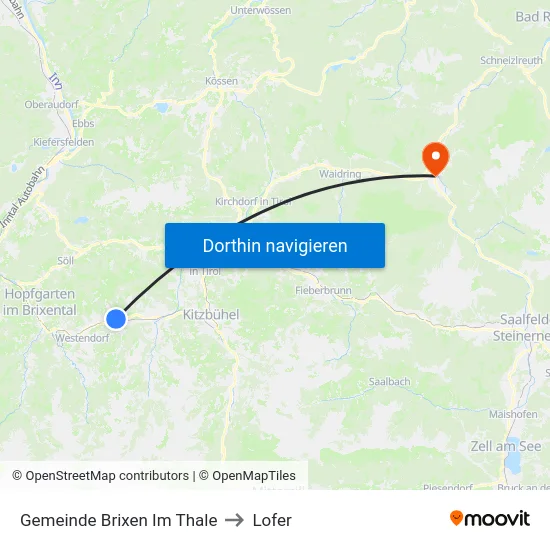 Gemeinde Brixen Im Thale to Lofer map