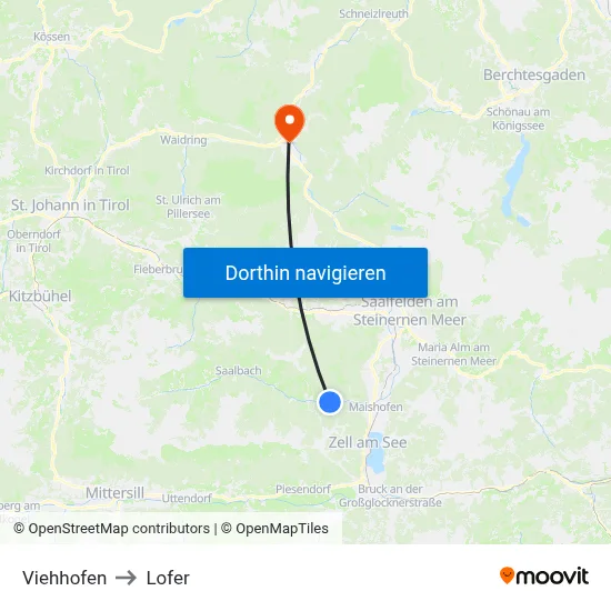 Viehhofen to Lofer map
