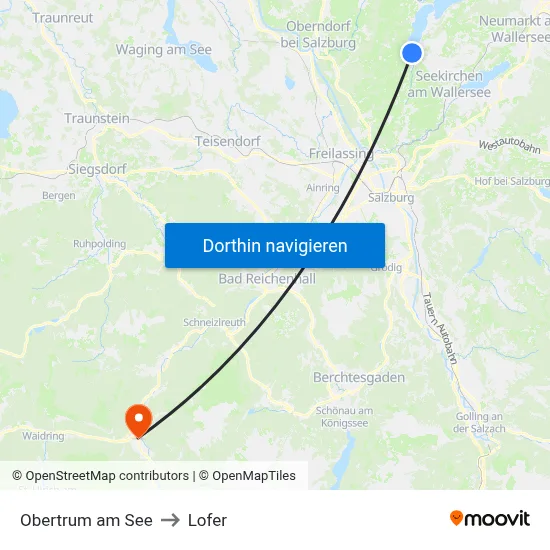 Obertrum am See to Lofer map