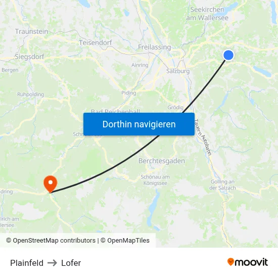 Plainfeld to Lofer map