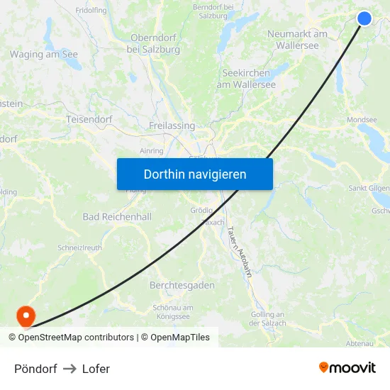 Pöndorf to Lofer map