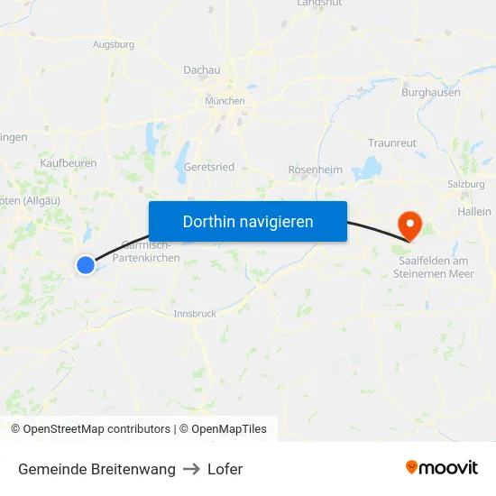 Gemeinde Breitenwang to Lofer map