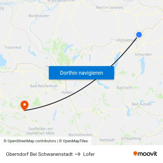 Oberndorf Bei Schwanenstadt to Lofer map