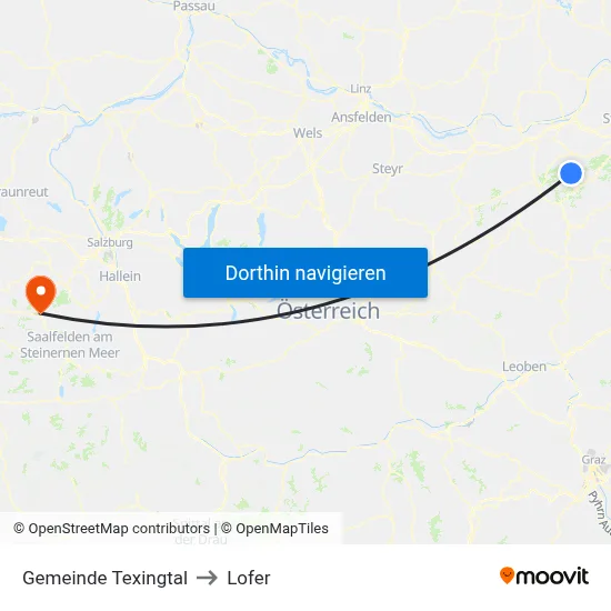 Gemeinde Texingtal to Lofer map