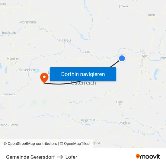 Gemeinde Gerersdorf to Lofer map