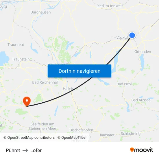 Pühret to Lofer map